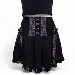 Tripp NYC Black and Purple Gothic Mini Skirt
